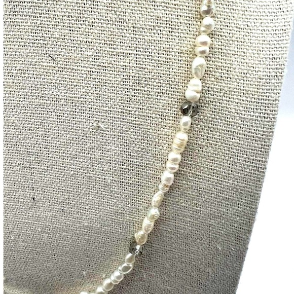 Vintage Sterling Silver Cross Necklace With Rice Pearls.  A13 - Picture 10 of 12